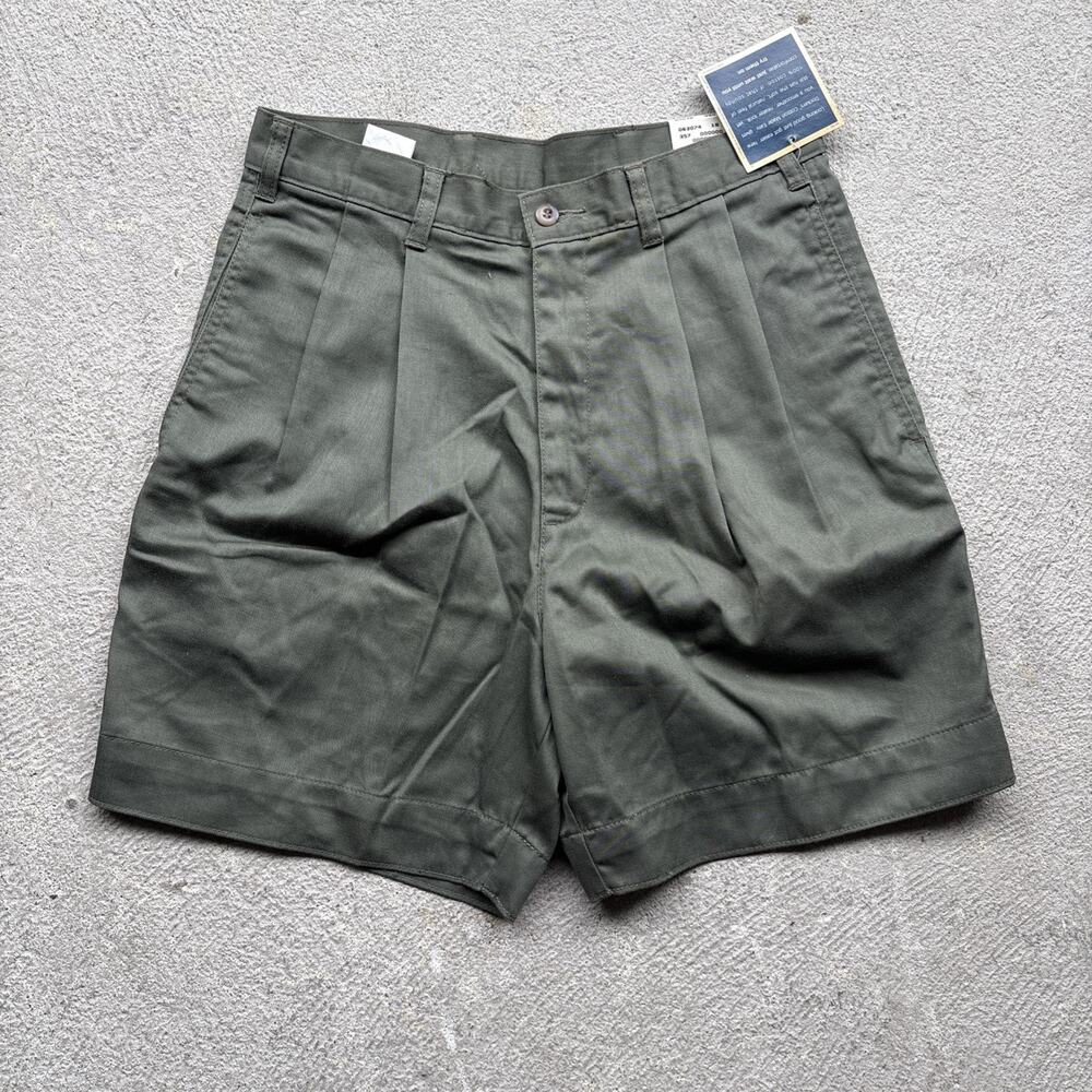Nos Dockers Jeans Mens 30 Pleated Olive Green Levis Shorts 6” Inseam Vintage